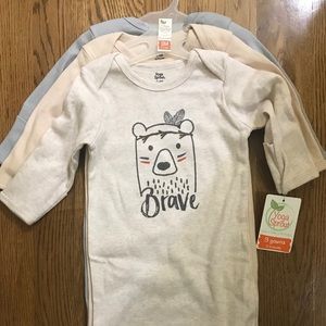 Gender neutral baby sleep gowns, 3-pack size 0-6M